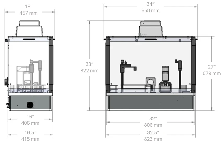 Dimensions for Benchtop GTX Autosamplers